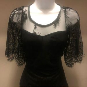 Beautiful Goth Gothic Black Lace Blouse - Size Medium / Small